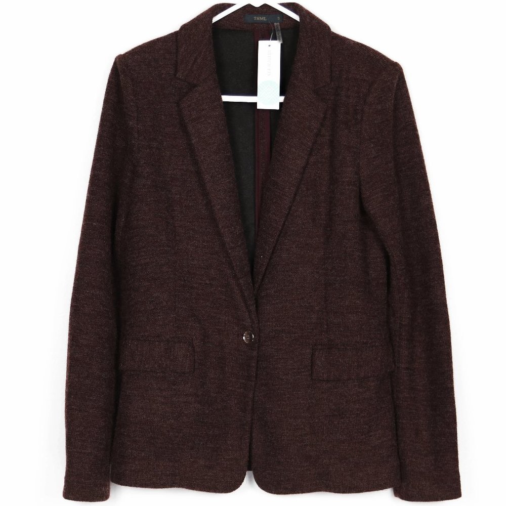 NEW Stitch Fix THML Brienz Elbow Patch Blazer Coat Small NWT Burgundy Red